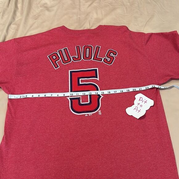Angels PUJOLS #5 size XL red short sleeve team T-shirt EUC - Picture 7 of 9